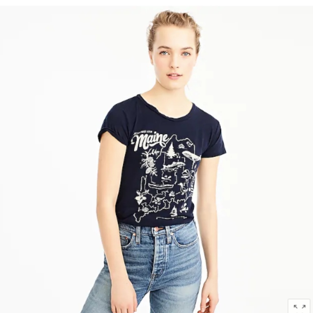J. Crew Maine Destination Art Navy T Shirt - Picture 1 of 5